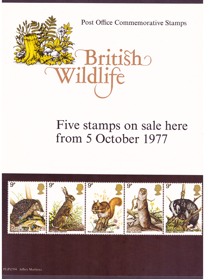 (image for) 1977 British Wildlife Post Office A4 poster. PL(P) 2594.